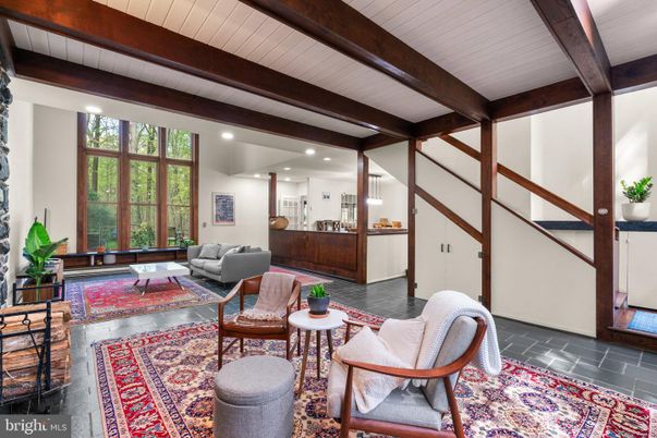Interior, Living room, Recessed Lighting, Wooden Beams