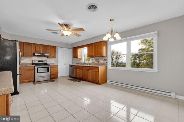 Chandelier, Interior, Kitchen, Stainless Steel Appliances