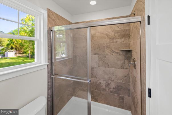 Bathroom, Glass Shower, Interior, Marble Walls, Recessed Lighting