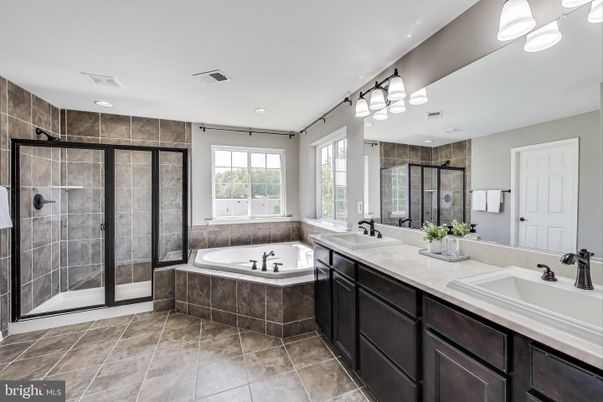 Bathroom, Dual Sink Vanities, Glass Shower, Interior, Recessed Lighting