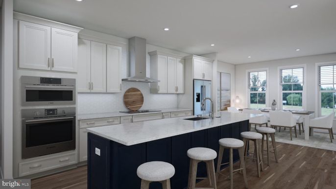 Dining room, Interior, Kitchen, Recessed Lighting, Stainless Steel Appliances, Wood Texture Flooring