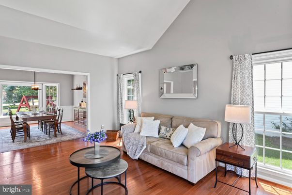 Dining room, Interior, Living room, Pendant Lights, Wood Texture Flooring