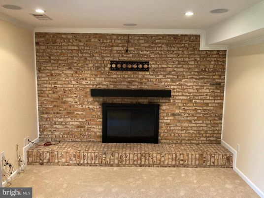 Fireplace, Interior, Recessed Lighting, Stone Walls