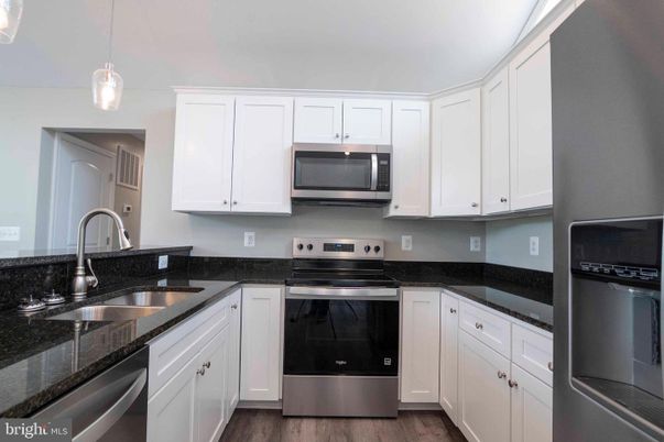 Interior, Kitchen, Pendant Lights, Stainless Steel Appliances, Wood Texture Flooring