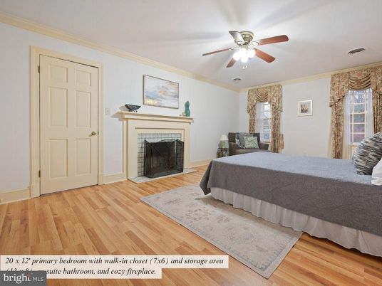 Bedroom, Fireplace, Interior, Wood Texture Flooring