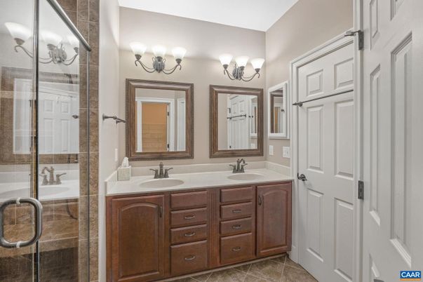 Bathroom, Dual Sink Vanities, Glass Shower, Interior
