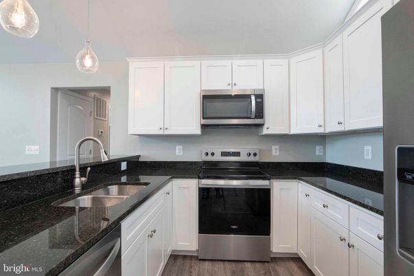 Interior, Kitchen, Pendant Lights, Stainless Steel Appliances, Wood Texture Flooring