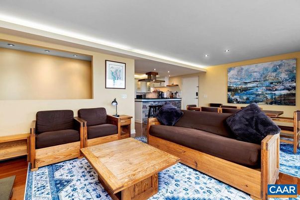 Interior, Kitchen, Living room, Recessed Lighting, Wood Texture Flooring