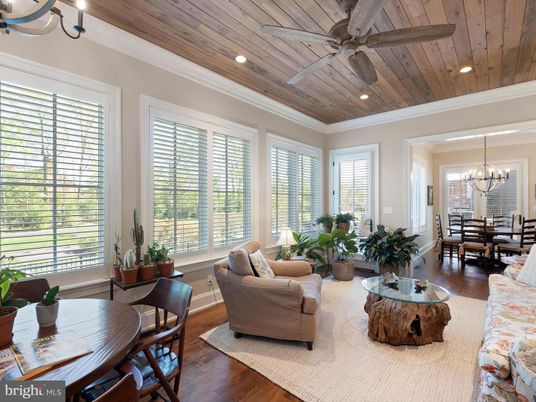 Chandelier, Dining room, Interior, Living room, Recessed Lighting, Wooden Ceilings, Wood Texture Flooring