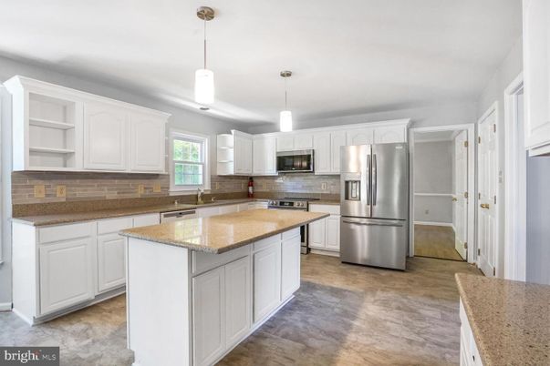 Interior, Kitchen, Pendant Lights, Stainless Steel Appliances, Wood Texture Flooring