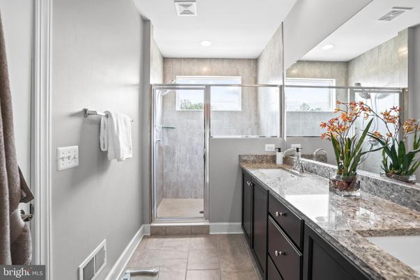 Bathroom, Dual Sink Vanities, Glass Shower, Interior, Recessed Lighting