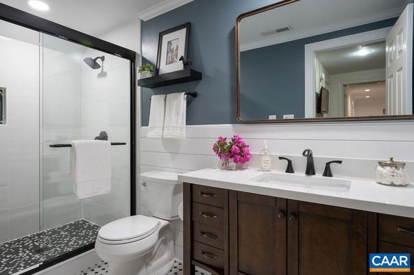 Bathroom, Glass Shower, Interior, Recessed Lighting