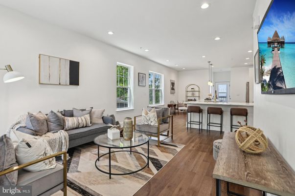 Interior, Kitchen, Living room, Pendant Lights, Recessed Lighting, Wood Texture Flooring