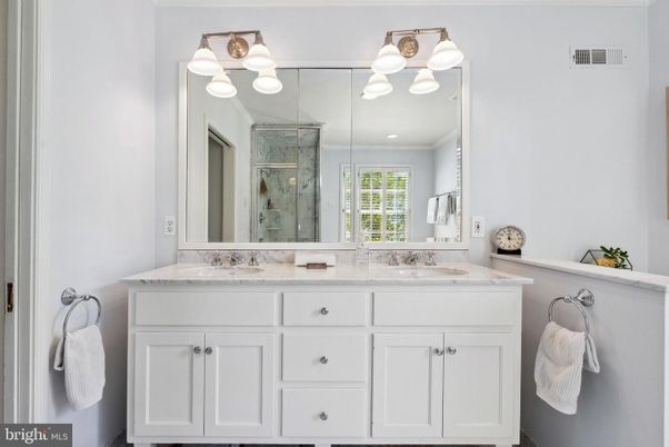 Bathroom, Dual Sink Vanities, Glass Shower, Interior