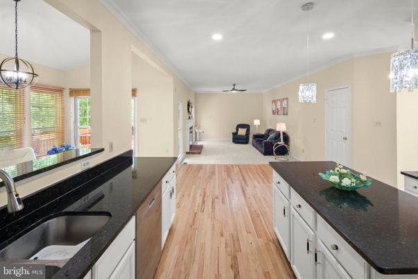 Interior, Kitchen, Pendant Lights, Recessed Lighting, Wood Texture Flooring