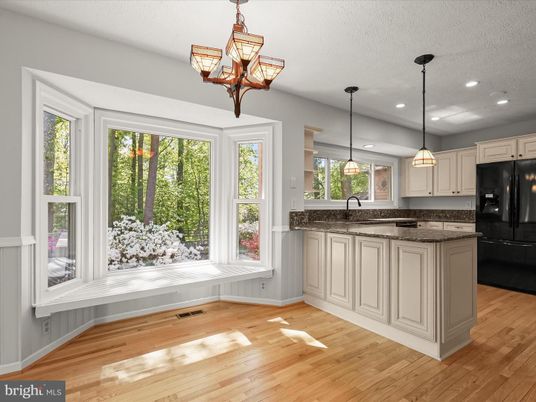 Chandelier, Interior, Kitchen, Pendant Lights, Recessed Lighting, Wood Texture Flooring