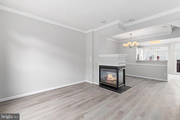 Chandelier, Empty room, Fireplace, Interior, Wood Texture Flooring