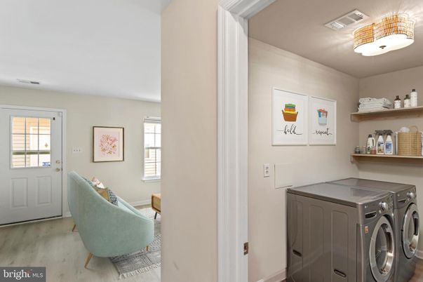 Interior, Washer, Wood Texture Flooring