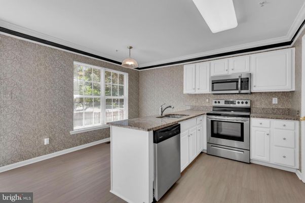 Interior, Kitchen, Pendant Lights, Stainless Steel Appliances, Wood Texture Flooring