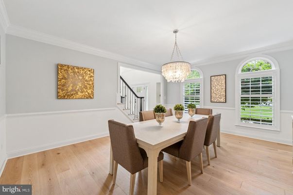 Chandelier, Dining room, Interior, Wood Texture Flooring