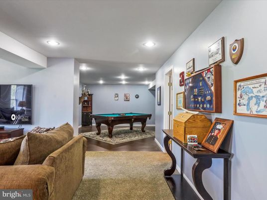 Billiard Table, Game Room, Interior, Recessed Lighting, Wood Texture Flooring