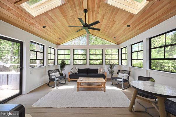 Interior, Living room, Recessed Lighting, Sun Room, Wooden Ceilings, Wood Texture Flooring