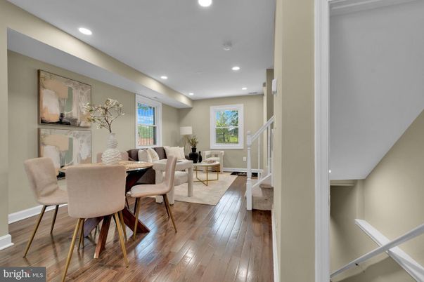 Dining room, Interior, Living room, Recessed Lighting, Wood Texture Flooring