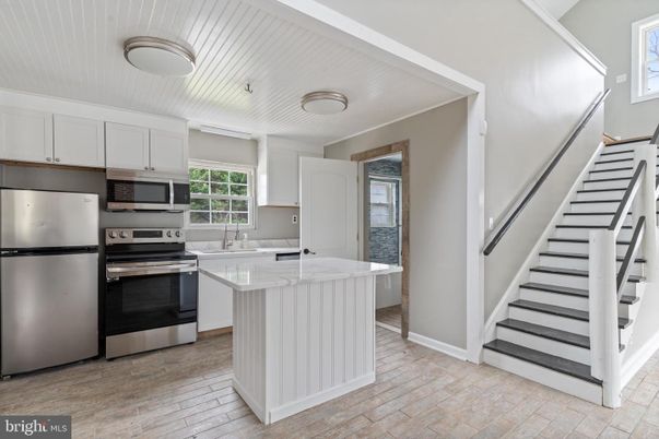 Interior, Kitchen, Stainless Steel Appliances, Wood Texture Flooring