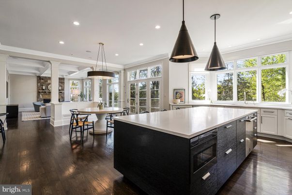 Dining room, Interior, Kitchen, Pendant Lights, Recessed Lighting, Wood Texture Flooring