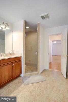 Bathroom, Glass Shower, Interior, Recessed Lighting, Wood Texture Flooring