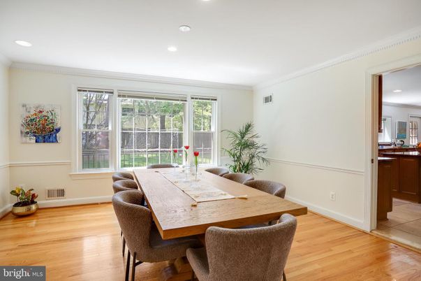 Dining room, Interior, Recessed Lighting, Wood Texture Flooring