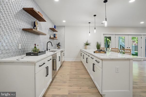 Interior, Kitchen, Pendant Lights, Recessed Lighting, Wood Texture Flooring