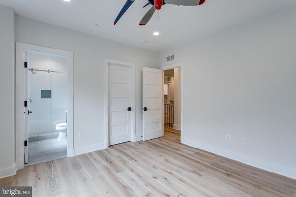 Bathroom, Empty room, Interior, Recessed Lighting, Wood Texture Flooring