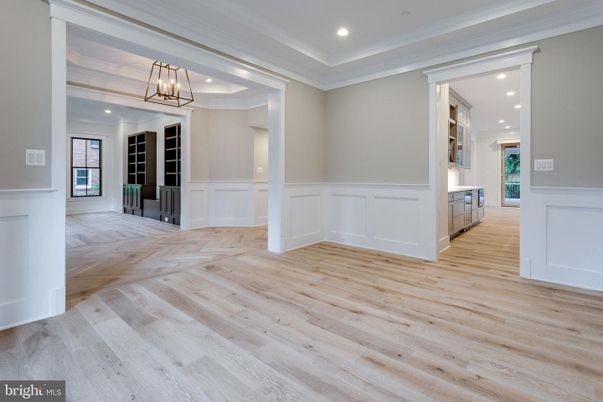 Empty room, Interior, Pendant Lights, Recessed Lighting, Wood Texture Flooring