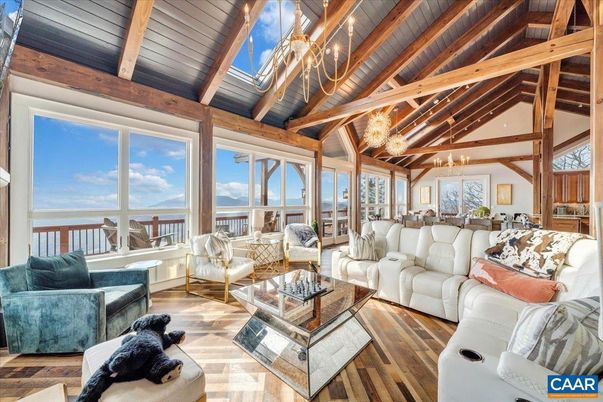 Chandelier, Dining room, Interior, Living room, Pendant Lights, Wooden Beams, Wood Texture Flooring
