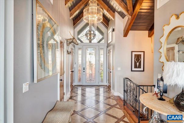 Chandelier, Interior, Wooden Beams