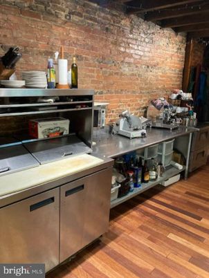 Interior, Kitchen, Stone Walls, Wood Texture Flooring