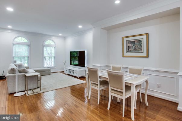 Dining room, Interior, Living room, Recessed Lighting, Wood Texture Flooring