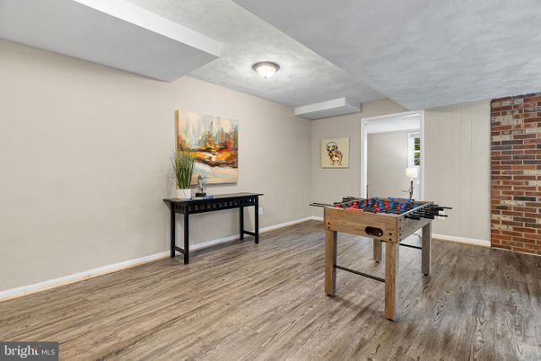 Game Room, Interior, Stone Walls, Wood Texture Flooring
