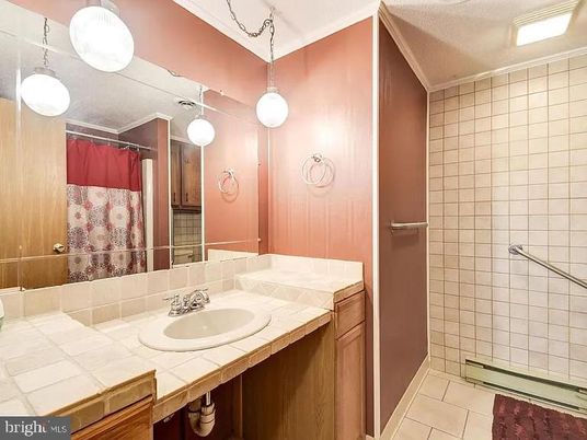 Bathroom, Interior, Pendant Lights, Tile Countertops