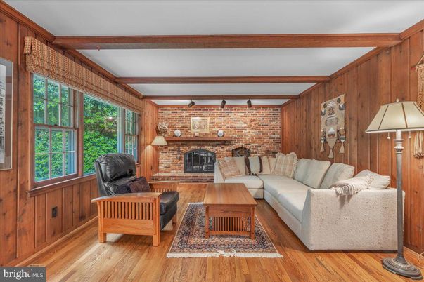 Fireplace, Interior, Living room, Stone Walls, Wooden Beams, Wood Texture Flooring, Wooden Walls