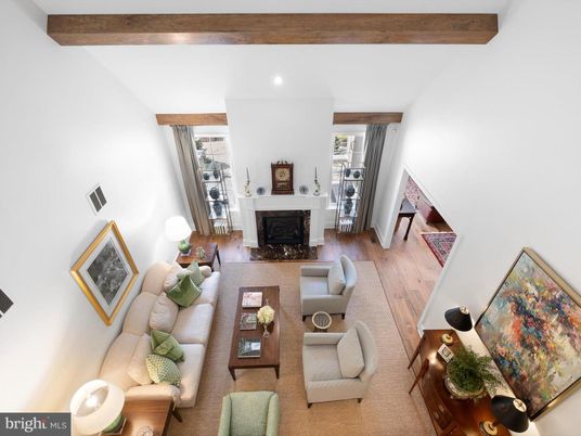 Fireplace, Interior, Living room, Recessed Lighting, Wooden Beams, Wood Texture Flooring