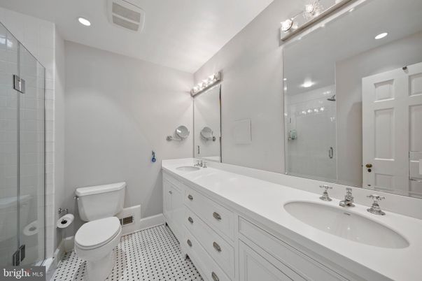 Bathroom, Dual Sink Vanities, Glass Shower, Interior, Recessed Lighting