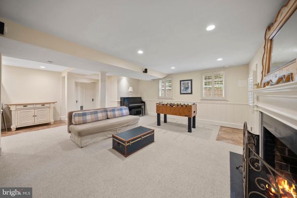 Fireplace, Game Room, Interior, Living room, Piano, Recessed Lighting