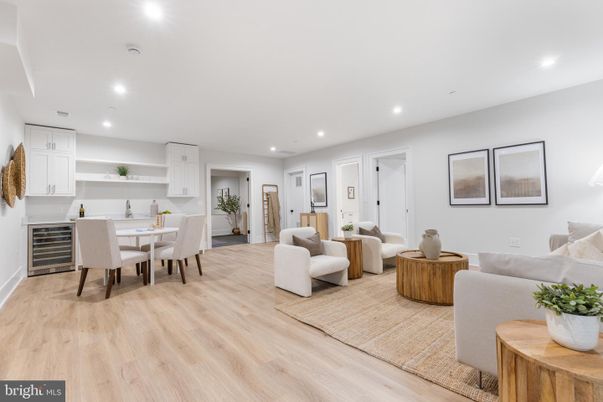 Dining room, Interior, Living room, Recessed Lighting, Wood Texture Flooring