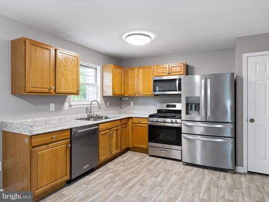 Interior, Kitchen, Stainless Steel Appliances, Wood Texture Flooring
