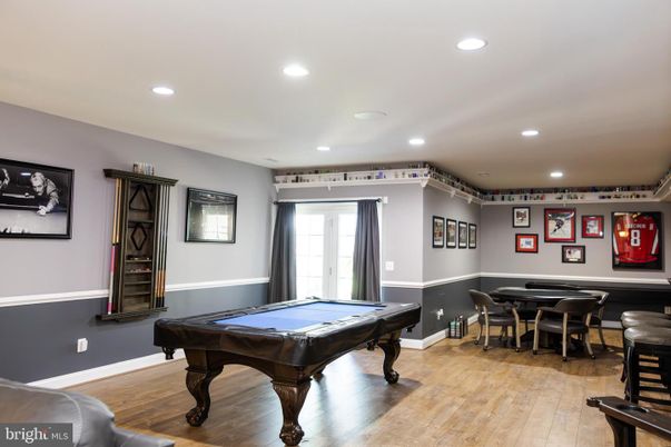 Billiard Table, Dining room, Game Room, Interior, Recessed Lighting, Wood Texture Flooring