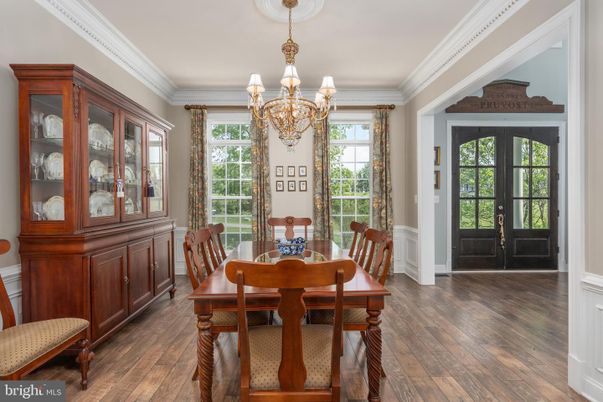 Chandelier, Dining room, Interior, Wood Texture Flooring