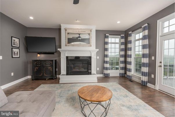 Fireplace, Interior, Recessed Lighting, Wood Texture Flooring