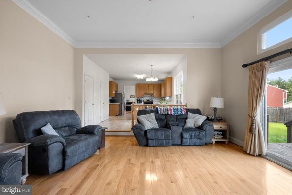 Chandelier, Interior, Kitchen, Living room, Stainless Steel Appliances, Wood Texture Flooring